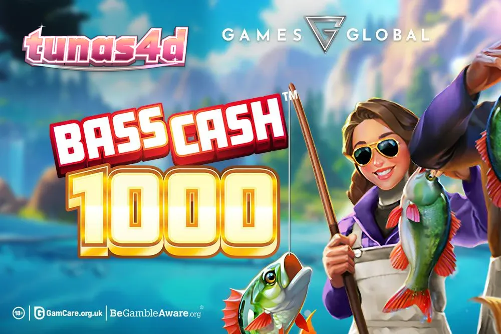 Tampilan visual permainan slot Bass Cash 1000 dengan elemen bertema memancing